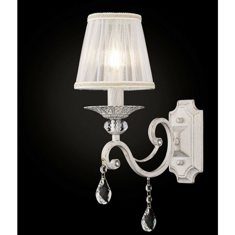 Grace Wall Candle Lamp White with Gold & Crystal, 1 Light, E14