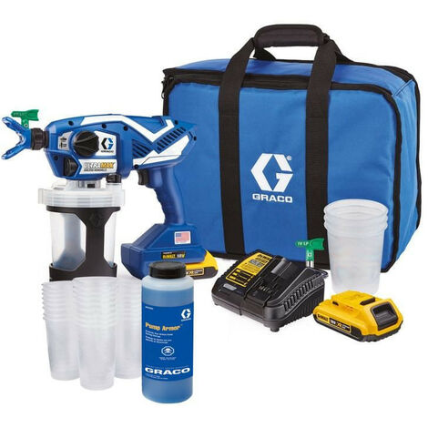 Graco – Pulvérisateur airless UltraMAX sans fil 18V avec 2 batteries 2.0Ah – Pression 138 bar – Pompe Triax™ – 25 godets – 17P258X2