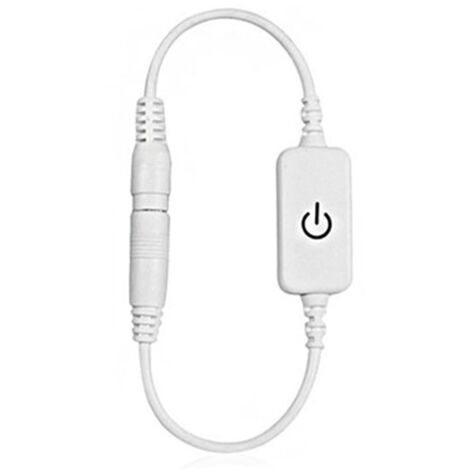 Gradateur de Lumières de Bande de LED de Couleur Unique, Mini Interrupteur Tactile de Gradateur de LED en Plastique pour la Chambre à Coucher (Blanc 8218)