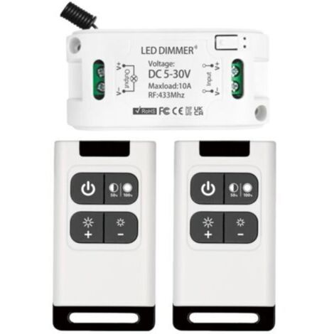 Gradateur sans fil DC 5V 30V 10A Contrôleur de Récepteur de Relais avec 2 Télécommandes Variateur