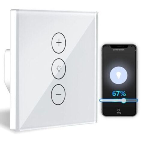 Gradateur, variateur de lumière WiFi à fonction de pourcentage avec fonction de minuterie, variateur d'éclairage encastré à commande vocale WLAN