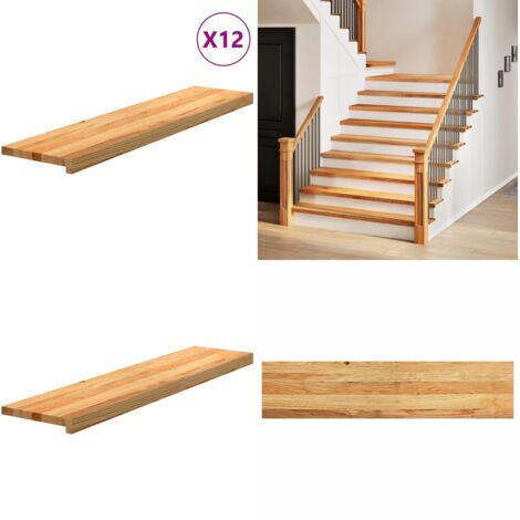 Gradini 12 pz Marrone Chiaro 110x25x2 cm Legno Massello Rovere - Scale in rovere - Gradini marroni
