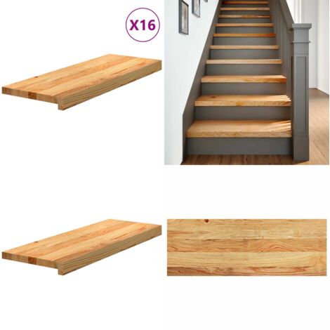 Gradini 16 pz Marrone Chiaro 70x30x2 cm Legno Massello Rovere - Scale in rovere - Gradini marroni