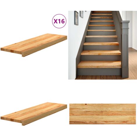Gradini 16 pz Marrone Chiaro 80x30x2 cm Legno Massello Rovere - Scale in rovere - Gradini marroni