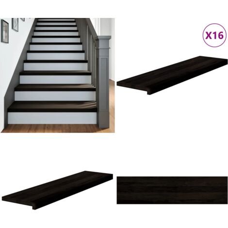 Gradini 16 pz Marrone Scuro 100x30x2 cm Legno Massello Rovere - Scale in rovere - Gradini marrone scuro