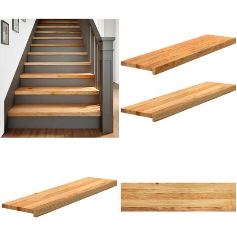 Gradini 2 pz Marrone Chiaro 100x30x2 cm Legno Massello Rovere - Scale in rovere - Gradini marrone chiaro