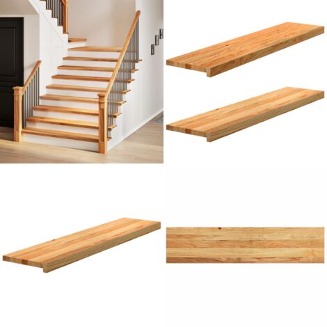 Gradini 2 pz Marrone Chiaro 110x30x2 cm Legno Massello Rovere - Scale in rovere - Gradini marrone chiaro