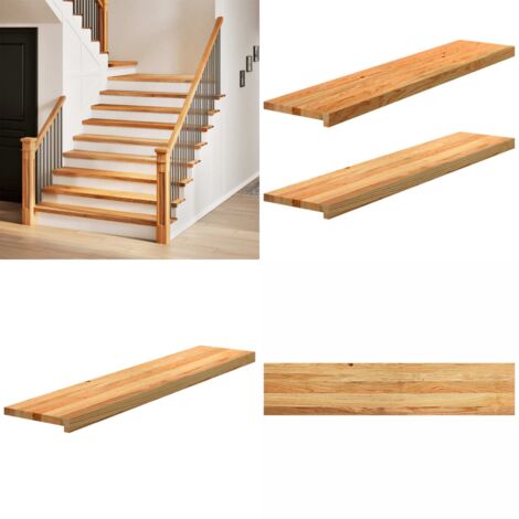 Gradini 2 pz Marrone Chiaro 120x30x2 cm Legno Massello Rovere - Scale in rovere - Gradini marrone chiaro