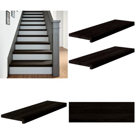 Gradini 2 pz Marrone Scuro 80x30x2 cm Legno Massello Rovere - Scale in rovere - Gradini marrone scuro