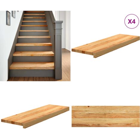 Gradini 4 pz Marrone Chiaro 80x30x2 cm Legno Massello Rovere - Scale in rovere - Gradini marrone chiaro