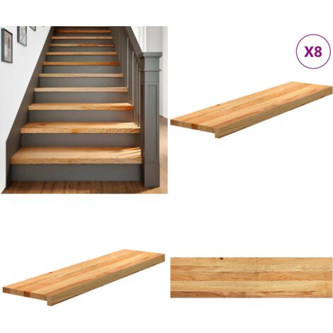 Gradini 8 pz Marrone Chiaro 100x25x2 cm Legno Massello Rovere - Scale in legno - Gradini di rovere