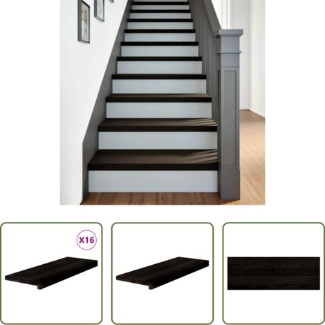 Gradini in rovere -  Gradini 16 pz Marrone Scuro 70x25x2 cm Legno Massello Rovere