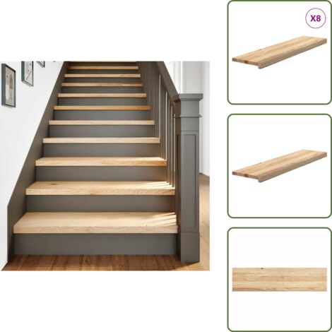 Gradini in rovere non trattati - vidaXL Gradini 8 pz 100x25x2 cm in Rovere Massello Non Trattato - Gradini per casa