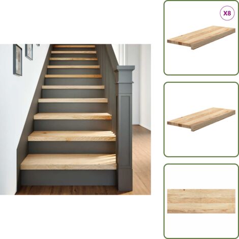 Gradini in rovere non trattati - vidaXL Gradini 8 pz 70x30x2 cm in Rovere Massello Non Trattato - Gradini per scale