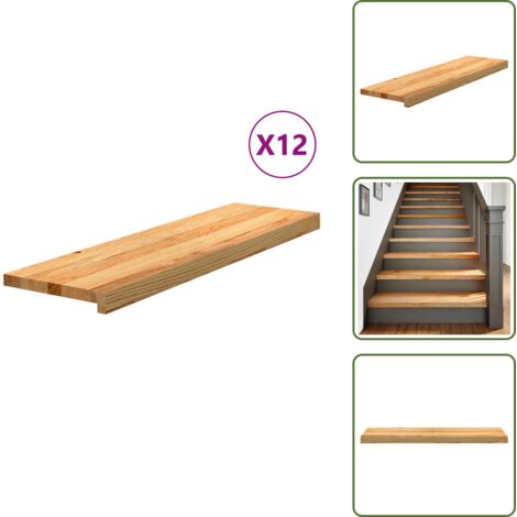 Gradini per scale - vidaXL Gradini 12 pz Marrone Chiaro 90x25x2 cm Legno Massello Rovere - Gradini per casa