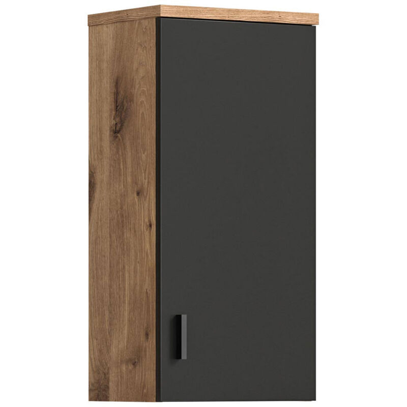 Ebuy24 - Grado armoire de salle de bain accroché au mur 1 porte chêne décor,mat gris.