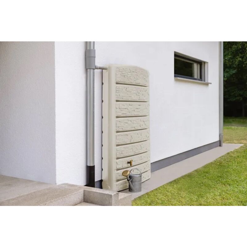 Cuve murale Extra-Slim 400L sable avec robinet pe imitation laiton - Graf