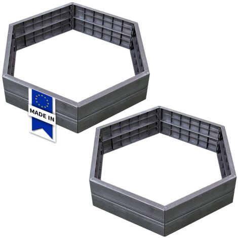 Graf – Kit de 2 carrés potagers ergonomiques en plastique recyclé – Dimensions 110 x 55 x 25 cm – Traitement anti-UV – Design octogonal moderne
