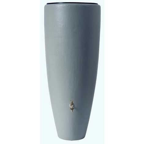 Graf – Récupérateur d'eau de pluie 300L gris – Cuve cylindrique en plastique recyclé – Robinet laiton 19mm – 995125