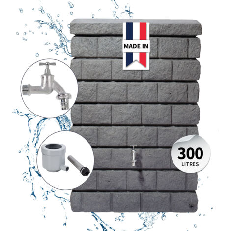 Graf – Réservoir mural 300L gris granite – Robinet chromé inclus – Collecteur Eco pour filtration – Montage facile et durable