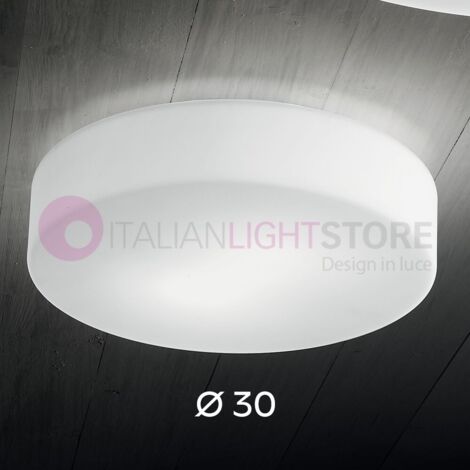 GRAFF Plafoniera Rotonda in Vetro Bianco Soffiato D.30