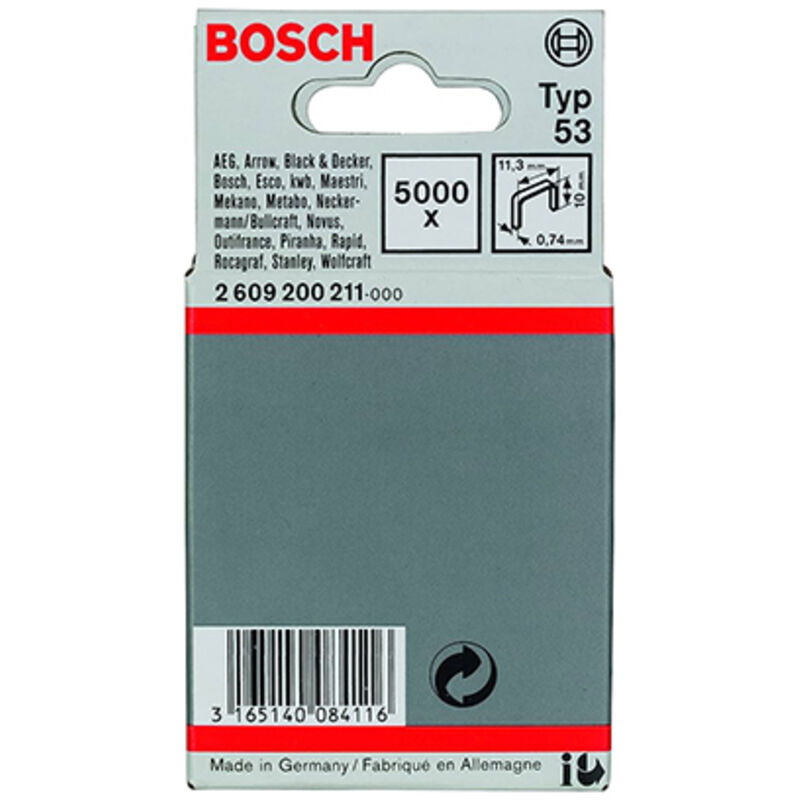 Professional 2 609 200 - 209 - Clamp de filo sottile tipo 53-11,4 x 0,74 6 mm (confezione 5000) - Bosch