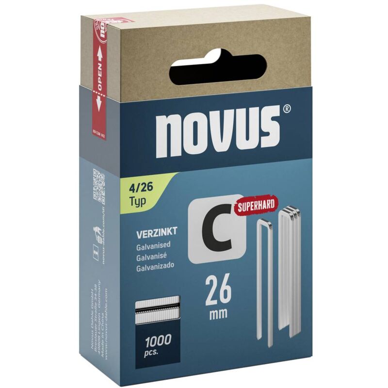 Image of Novus - Graffette con dorso sottile - tipo 4 1000 pz. 042-0804 Dimensioni (l x l x a) 26 x 6.1 x 26 mm