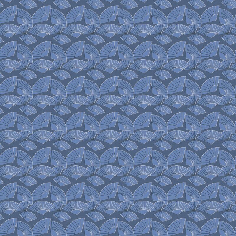 Profhome - Grafik Tapete 378474 Vliestapete Glatt Mit Abstraktem Muster Und Metallischen Akzenten Blau Tauben-blau 5, 33 M2