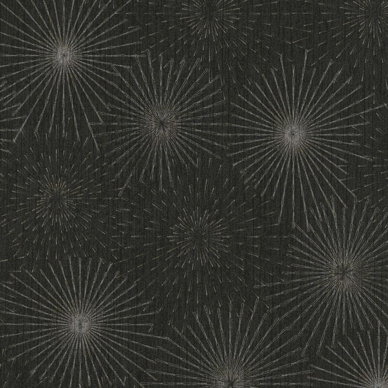 Profhome - Grafik Tapete 388181 Heißgeprägte Vliestapete Leicht Strukturiert Mit Abstraktem Muster Dezent Glitzernd Schwarz Gold Silber 5, 33 M2