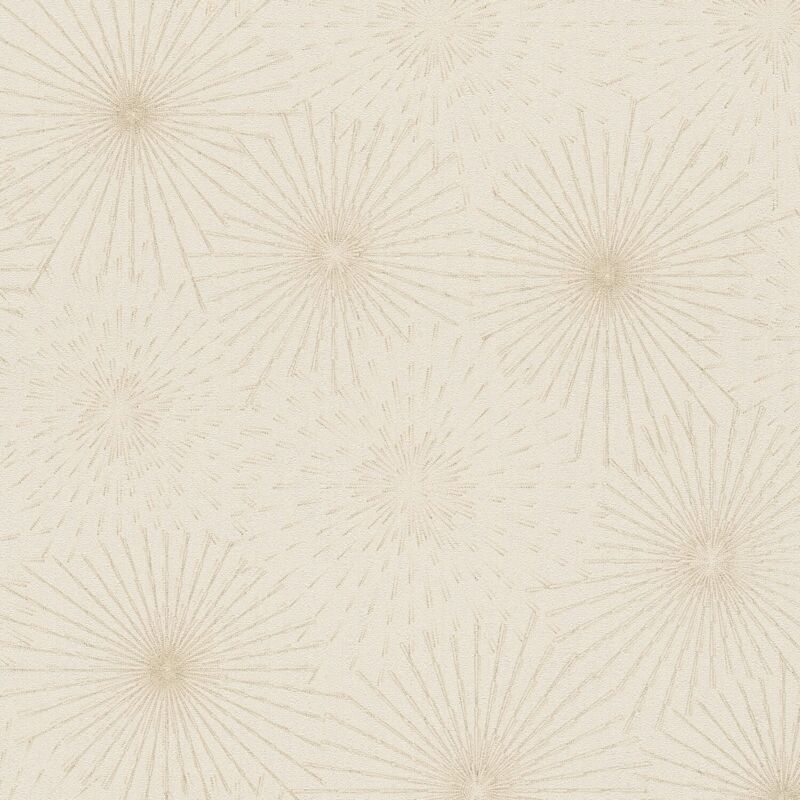 Profhome - Grafik Tapete 388183 Heißgeprägte Vliestapete Leicht Strukturiert Mit Abstraktem Muster Dezent Glitzernd Creme Gold 5, 33 M2