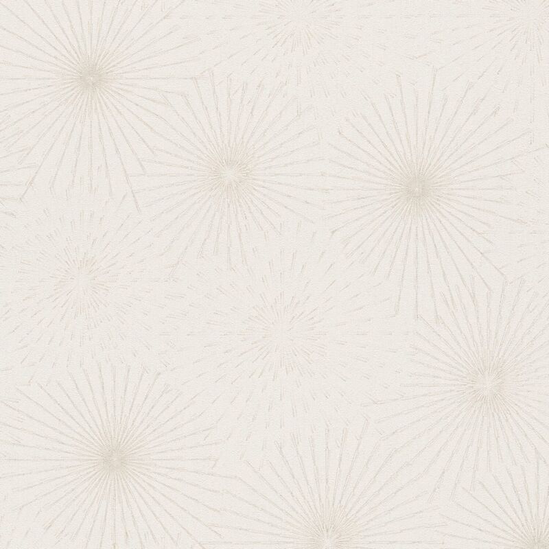 Profhome - Grafik Tapete 388184 Heißgeprägte Vliestapete Leicht Strukturiert Mit Abstraktem Muster Dezent Glitzernd Weiß Beige Gold 5, 33 M2