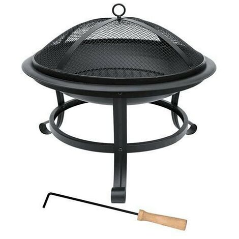 Grafner® Feuerschale mit Funkenschutzgitter, Feuerhaken und Kohlerost Feuerkorb Ø 52cm