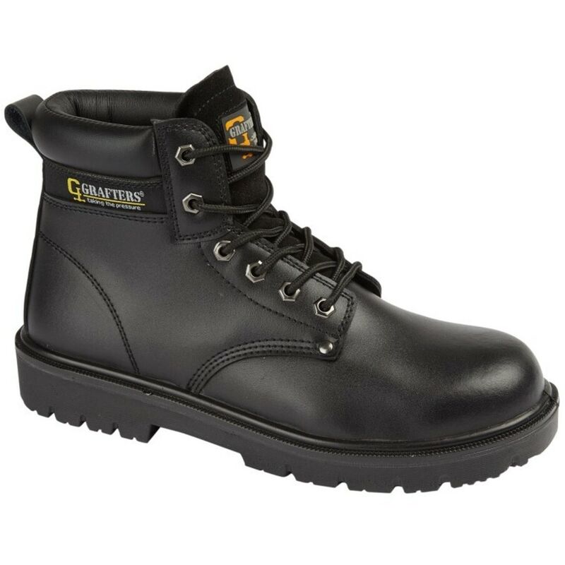 Mens Leather Safety Boots (12 UK) (Black) - Black - Grafters