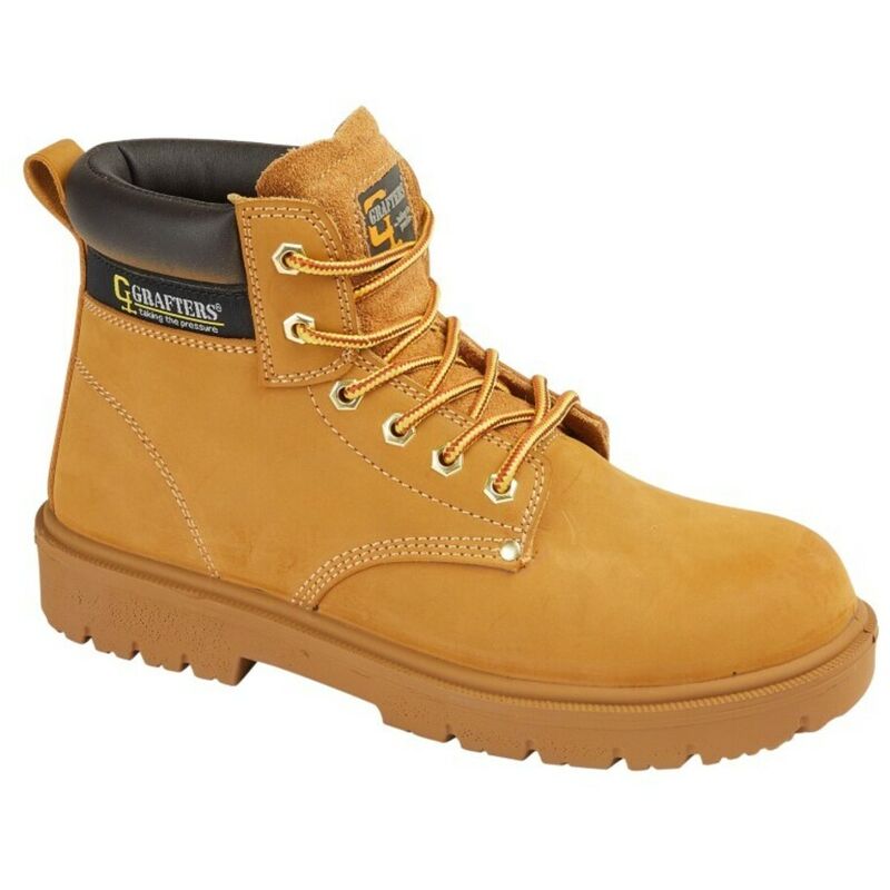 Mens Leather Safety Boots (5 UK) (Honey) - Honey - Grafters