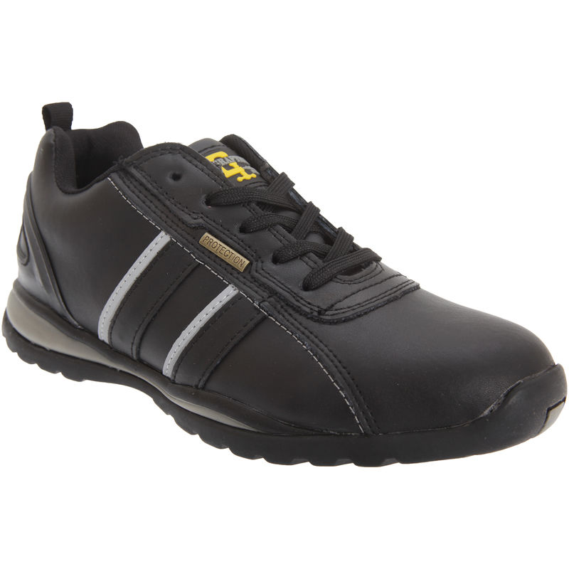 Mens Safety Toe Cap Trainer Shoes (8 UK) (Black/Grey Action) - Grafters