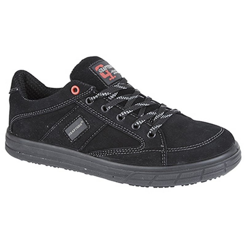 Mens Skate Type Toe Cap Safety Trainers (4 UK) (Black) - Grafters