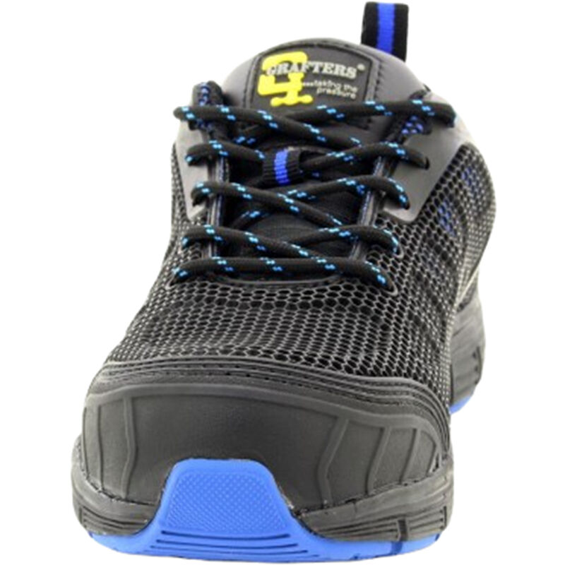 Grafters Mens Super Light Safety Trainers With Safety Toe Cap (8 UK) (Black/Blue)