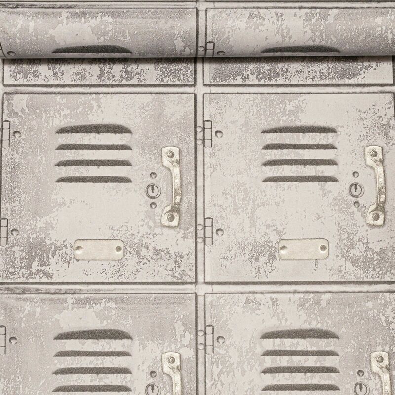 Graham&brown - Superfresco Easy Grey Metal Effect Lockers Textured Wallpaper - Grey