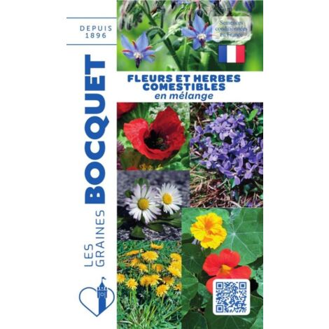 Mélange de fleurs comestibles 3g – Semis de mars à juin – Floraison de juin à octobre – Pour sols pauvres et toutes expositions – Graines Bocquet