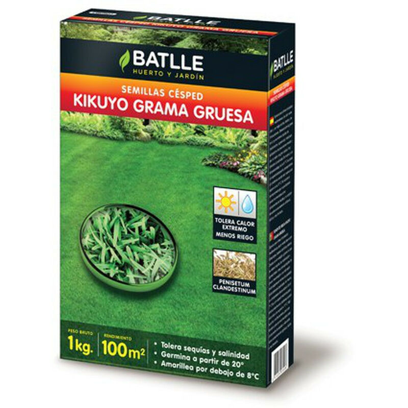 Semillas Batlle - Graines de Gazon Batlle Kikuyo Herbe épaisse 100 g, 200 g, 500 g et 5 kg 200 g.