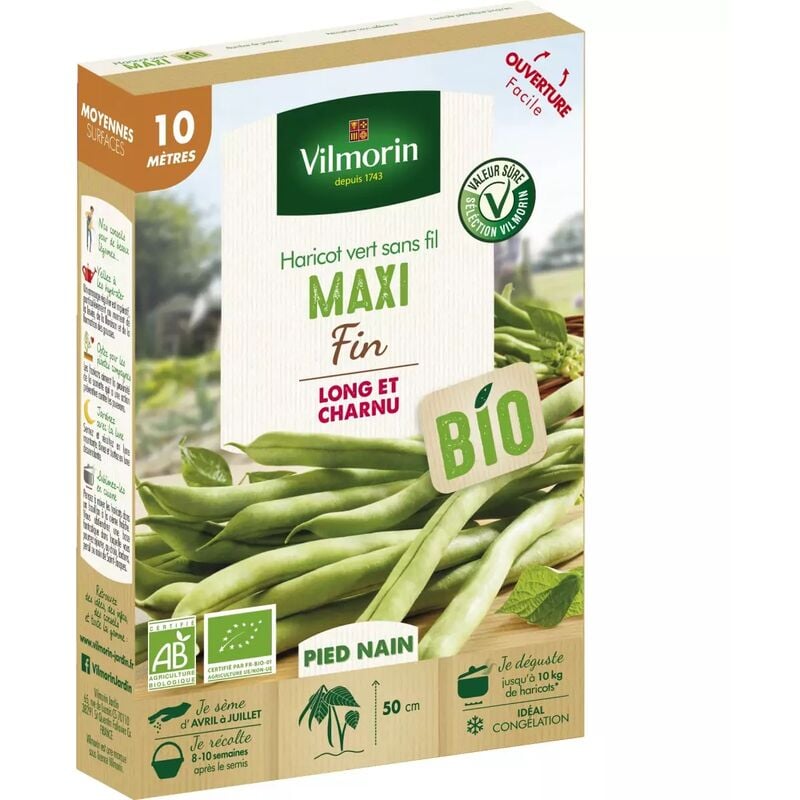 Vilmorin - Graines de Haricot vert sans fil maxi 10 mètres
