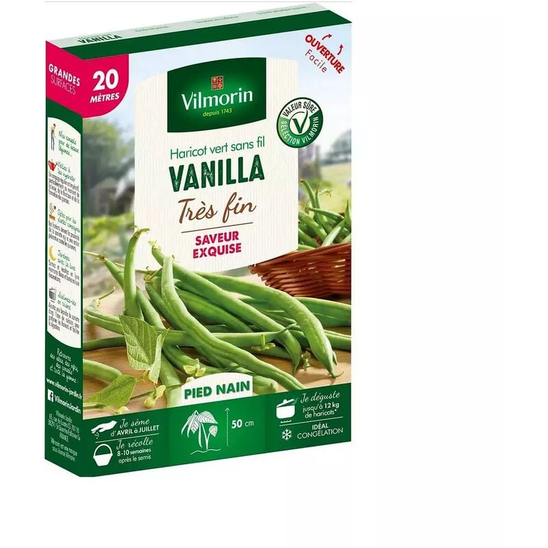 Vilmorin - Graines de Haricot vert sans fil vanilla - 20 mètres