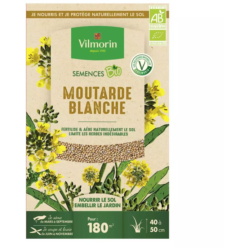 Vilmorin - Graines de Moutarde blanche bio , boite de 375 grs