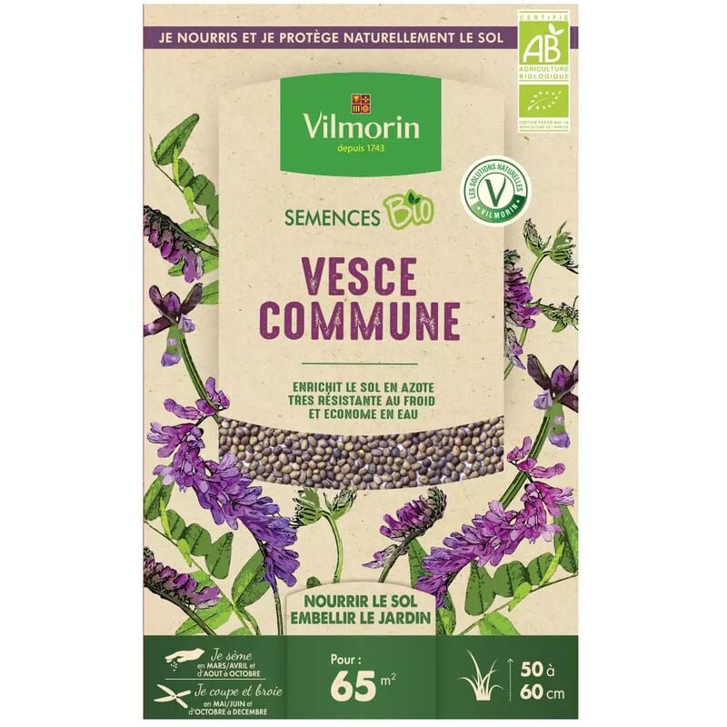 Vilmorin - Graines de Vesce Commune Bio, boite de 375 grs