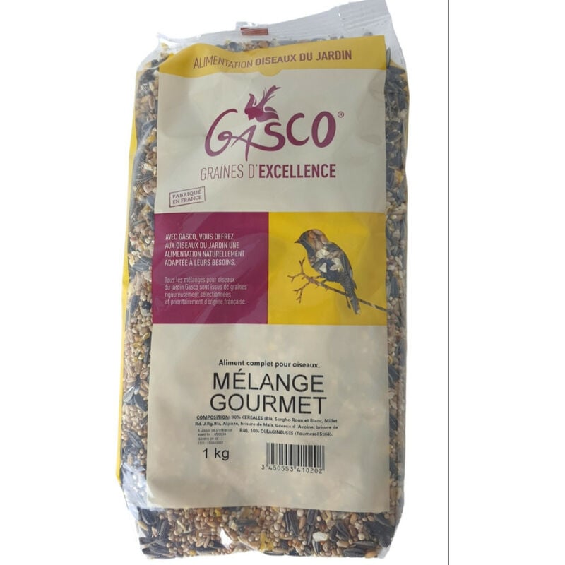 gasco - graines mélange gourmet 1 kg pour oiseaux multicolor