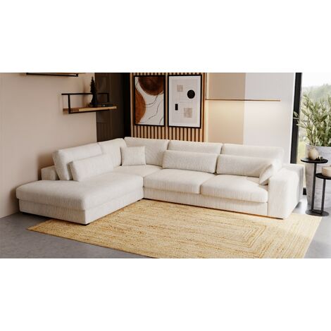 GRAINGOLD Ecksofa Disney - Polsterecke - L-Form Sofa, Polstergarnitur, Eckcouch vom Hersteller, Eckcouch in Beige - (Lincoln 03, Seite: Links)