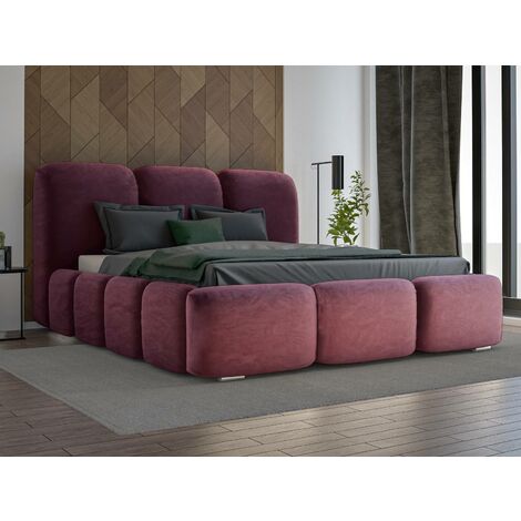 GRAINGOLD Exklusive Polsterbett  Bubble - Designerbett mit Velour Stoff, Bettkasten & Lattenrost