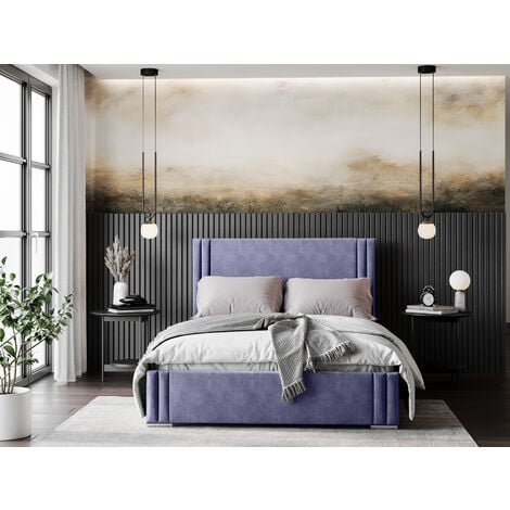 GRAINGOLD 120x200 cm Feel - Doppelbett mit Bettkasten & Lattenrost - Violett (Magic velvet 2248)