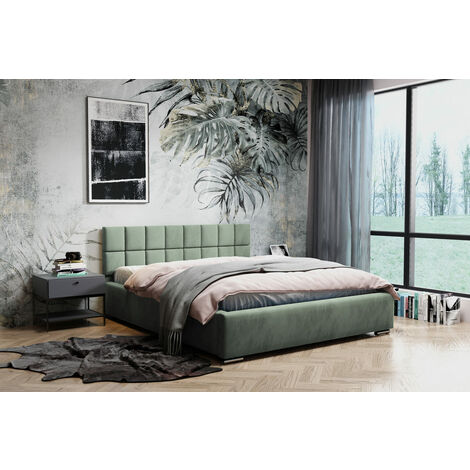 GRAINGOLD Polsterbett Hugo - Modern Doppelbett mit Bettkasten - Samtstoff, Lattenrost