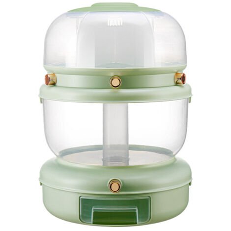 Grains Storage Box Rotatable Sealed Divided Button Rice Storage Tank for Kitchen Home Light Green